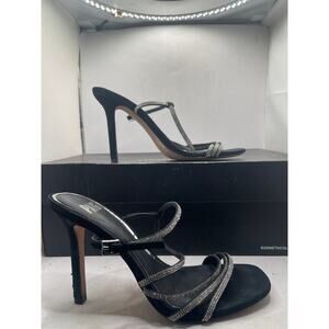 PAIGE Black and Silver Strappy Heels Size 7.5